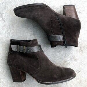 Paul Green Ankle Boots Booties Brown Suede Heeled Size UK 6.5 US 9